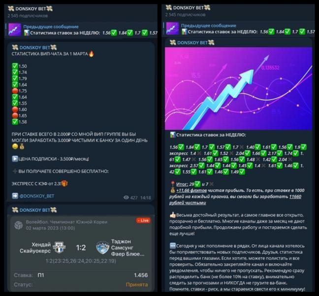 DONSKOY BET — канал о спортивных ставках. Отзывы о проекте в Телеграмм Арсения Донского