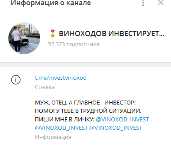 «Виноходов инвестирует» — отзывы и обзор инвестиций в Телеграм