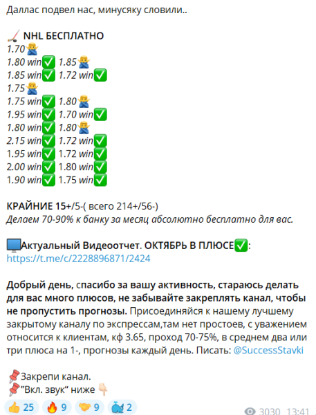 Надежный прогнозист. Отзывы о канале Успешный прогнозист в телеграме